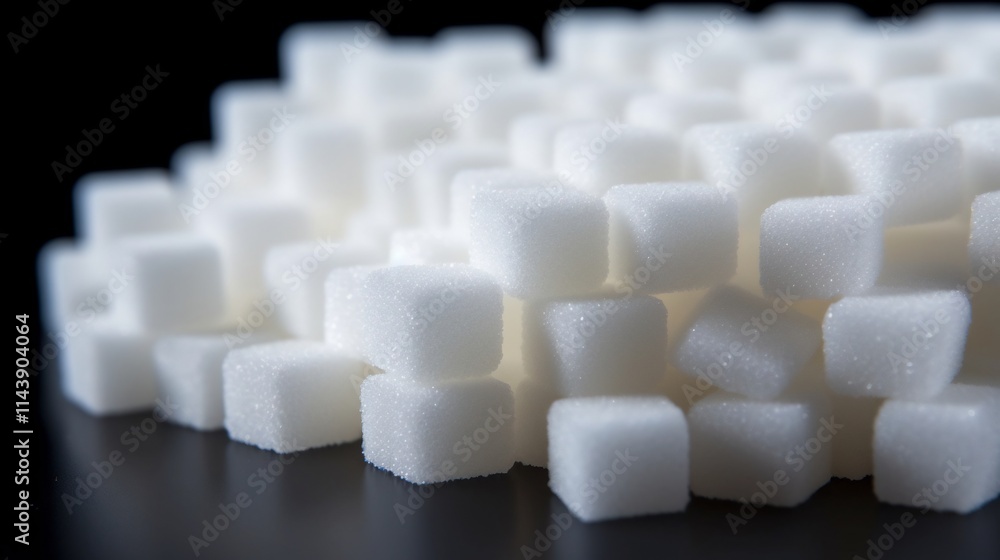Poster beautifully arranged close up of elegant sugar cubes stacked in a precise and symmetrical pattern sh