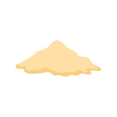 Sand dune in desert or at beach. Heap of building material. Vector illustration.