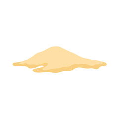 Sand dune in desert or at beach. Heap of building material. Vector illustration.