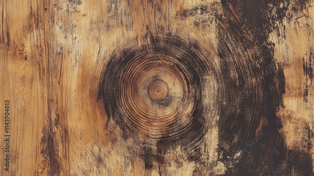 Poster close-up view of natural wood texture showcasing unique patina patterns and tree rings