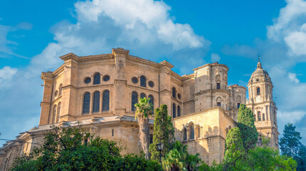 Back side view of the Malaga Cathedral (la manquita - 