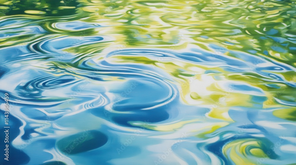 Poster Ripples of water reflecting sunlight with gentle breezes creating mesmerizing patterns in a serene environment