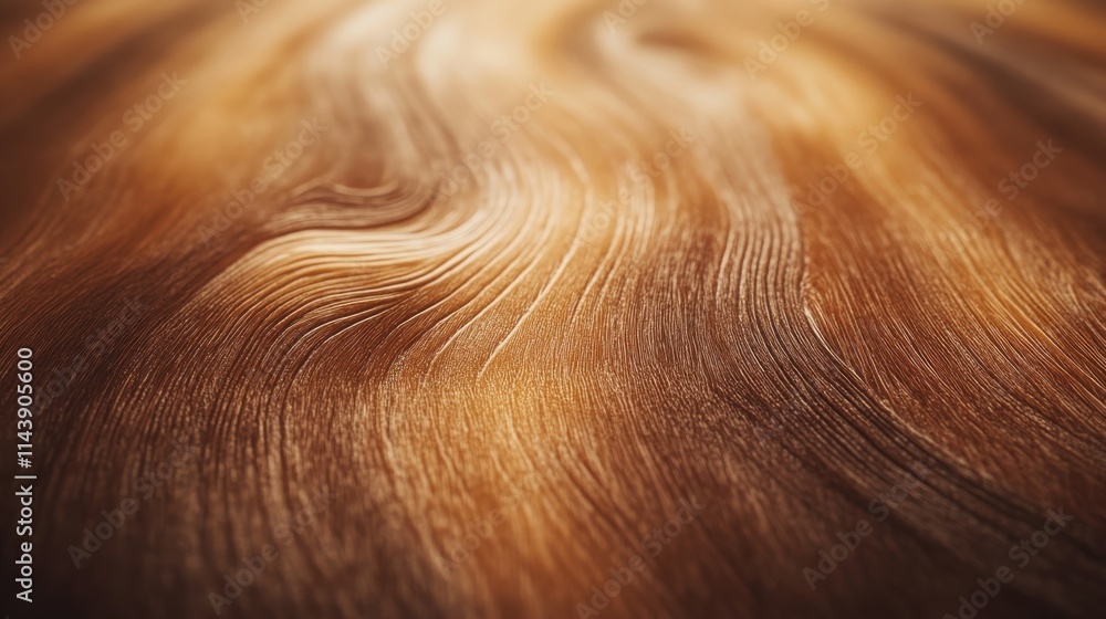 Poster close-up view of polished wood grain exhibiting smooth and rich texture with natural patterns and hi
