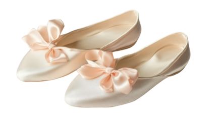 A Pair of Traditional Ballet Slippers Perfect for Dance Studios, Performances, and Ballet Classes.