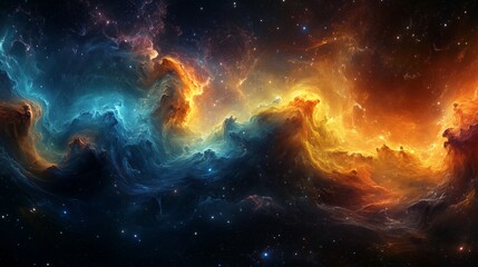 Obraz premium Nebula Explosion: Abstract Space Art with Fiery Colors - Made with Generative AI