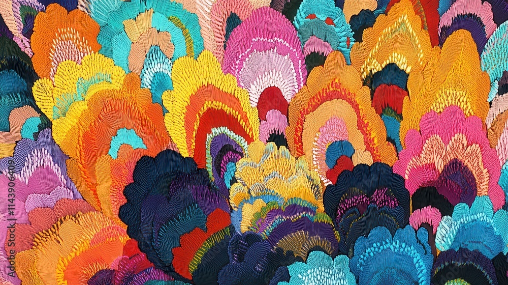 Aufkleber vibrant close-up of colorful feathers arranged in an intricate pattern showcasing nature's artistry 