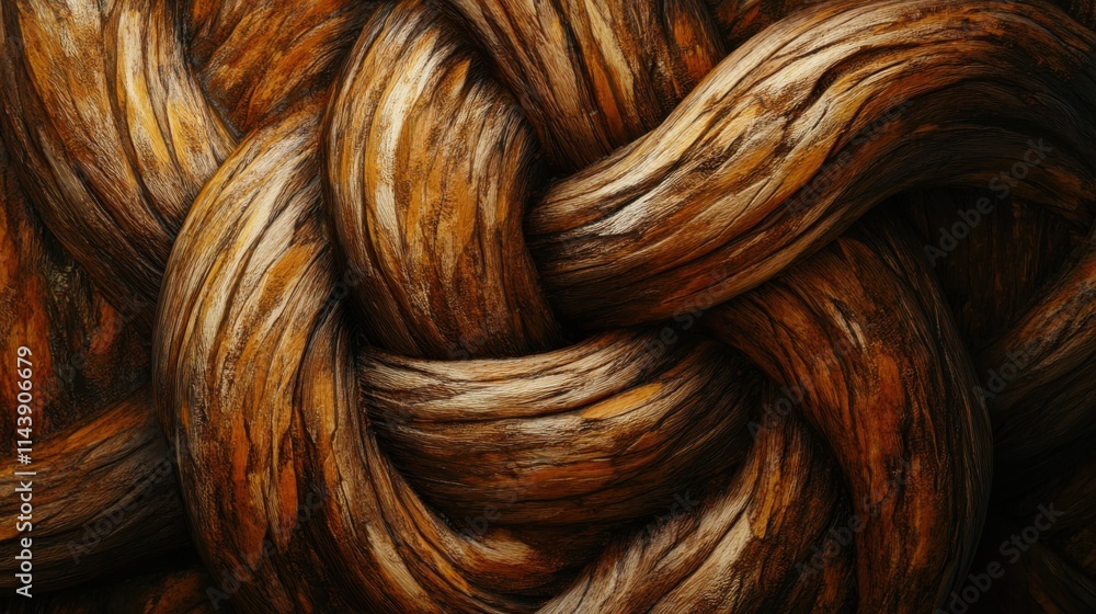 Poster Intricate close-up of a tree knot showcasing unique grain patterns and textures in natural wood