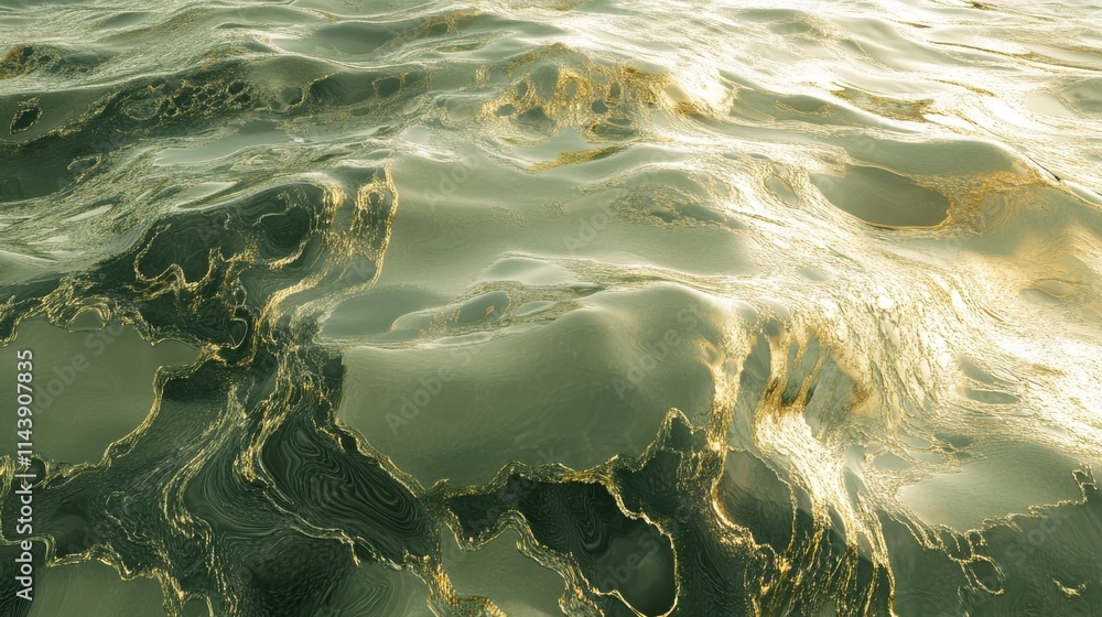 Poster intricate abstract water surface reflecting light in a serene environment during twilight hours