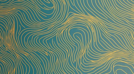 Obraz premium Abstract Gold Line Art on Teal Background