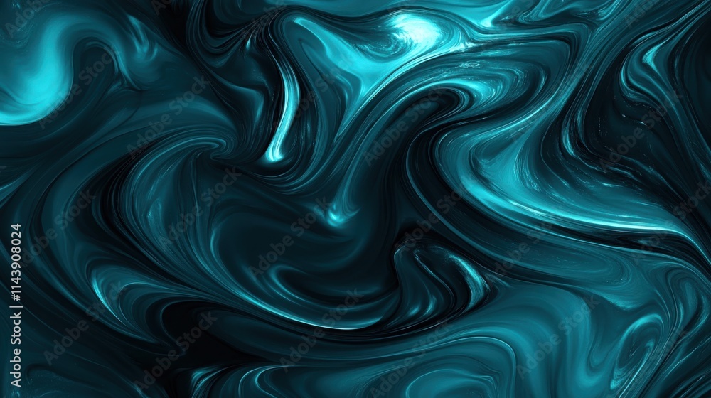 Aufkleber Swirling water currents create abstract patterns with deep turquoise and teal hues in a captivating design