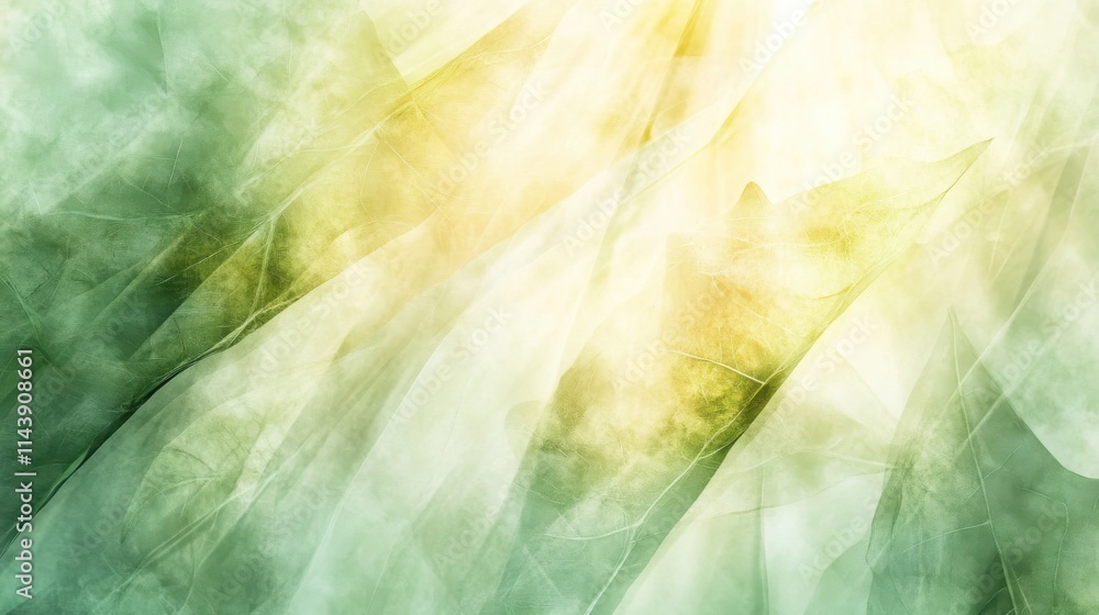 Poster abstract representation of light filtering through translucent materials in a serene setting