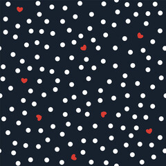 Groovy background with tiny hearts. Valentine day cheerful seamless pattern. Vector polka dot wallpaper with romantic vibes. Cute print for fabric, paper, kids clothes and accessories © Evgeniya Khudyakova