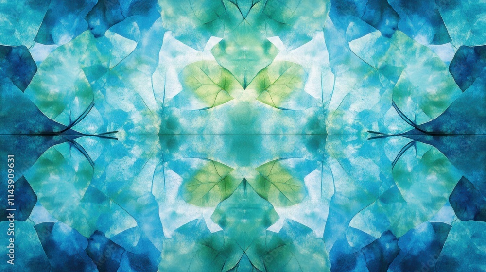 Leinwandbilder intricate reflections of leaves create a mesmerizing abstract pattern in tranquil water on a bright 