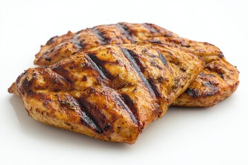 Whole grilled chicken isolated on white background