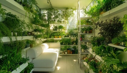 Serene Indoor Garden Oasis Tranquil Greenery Room Relaxation