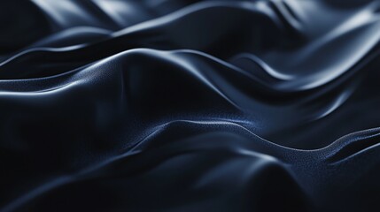 Fototapeta premium Close-up of elegant black fabric with smooth, flowing waves and subtle texture.