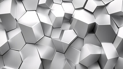 Abstract geometric pattern of interconnected hexagonal and cubic shapes in varying shades of gray.