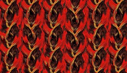 African-inspired pattern background in vibrant red and gold tones for artistic designs