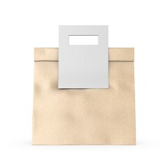 Blank Paper Bag in Paper Carton Holder with Handle 3d Illustration.