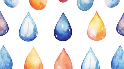 A vibrant pattern of watercolor droplets in various colors, showcasing artistic creativity and fluidity.
