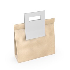 Blank Paper Bag in Paper Carton Holder with Handle 3d Illustration.