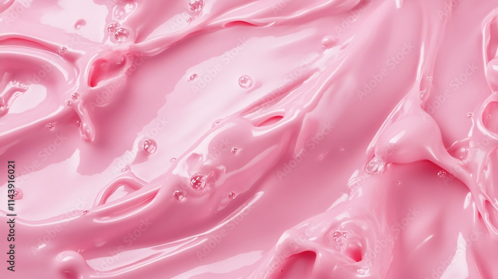 Aufkleber soft pink liquid texture with bubbles, creating a smooth and glossy surface sensation.