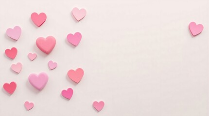 Obraz premium Pink and red hearts on a light background