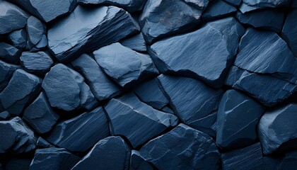 Abstract Dark Blue Slate Rock Texture with Cracked Layers – Natural Mineral Design for Creative Projects, Backgrounds, and Decor