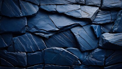 Abstract Dark Blue Slate Rock Texture with Cracked Layers – Natural Mineral Design for Creative Projects, Backgrounds, and Decor