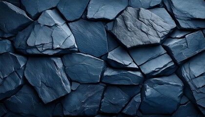Abstract Dark Blue Slate Rock Texture with Cracked Layers – Natural Mineral Design for Creative Projects, Backgrounds, and Decor