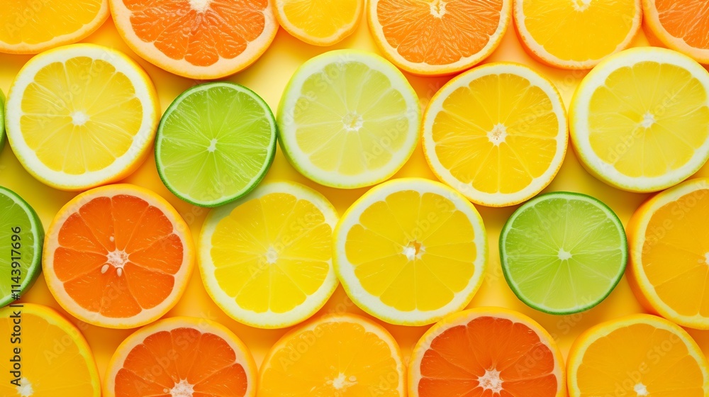 Aufkleber vibrant and juicy cross sections of oranges lemons and limes arranged in a geometric pattern against
