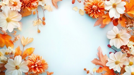 Naklejka premium vibrant flowers with vivid colors with border shapes, A colorful and beautiful and colorful border of hibiscus flowers in a rainbow of colors with various surrounding flowers in frame or border style.