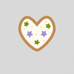 Gingerbread cookies in a heart isolated on a transparent background. Vector