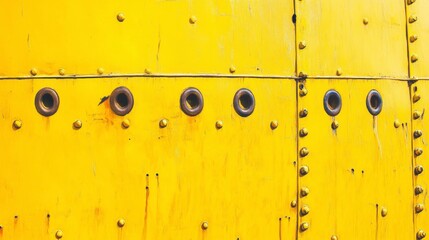 Yellow Metal Paneling with Rivets and Holes - Industrial Design