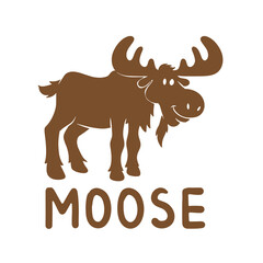 Funny Moose Silhouette Vector Illustration