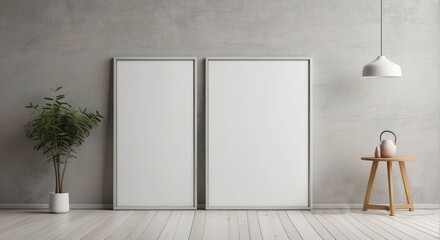 Two Blank Canvas Frames Adorn A Modern Room