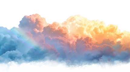 Majestic sunset clouds with rainbow nature landscape digital art serene environment aerial view dreamy concept