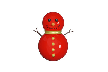 Cute 3D snowman, red, chirtmas, PNG