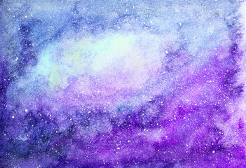 abstract watercolor stains background. night galaxy sky