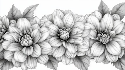 Stunning Monochrome Dahlia Print: A Detailed Floral Design