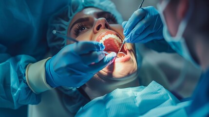 A Dentist Extracting a Tooth from a Patient, Capturing the Precision and Care Involved in Dental Procedures