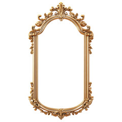Elegant Mirror Frame Isolated on White Background for Home Decor on Transparent PNG background
