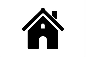 house icon, flat vector illustration silhouette isolated on white background