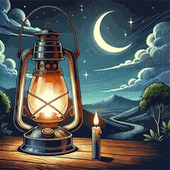 lantern on the wall illustration © Andi