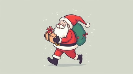 Santa Claus carrying gifts, cartoon style