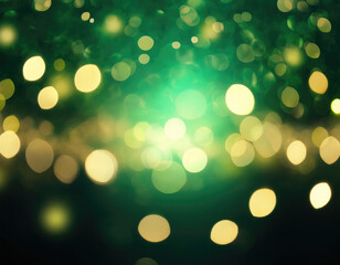 Obraz premium Festive bokeh_ dark blurred Christmas lights background with happy holiday party glow and green flar