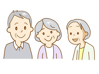 高齢者、おじいちゃん、おばあちゃんの上半身