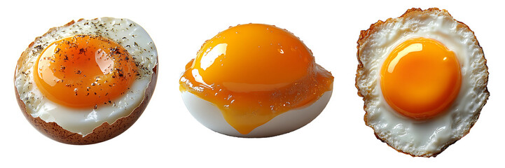 Set of a boiled egg yolk, isolated on a transparent background.