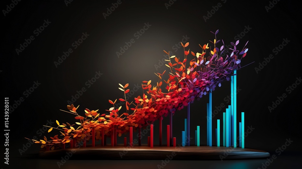 Aufkleber a dynamic and colorful 3d graph symbolizing the growth progress and analytics of the economy finance