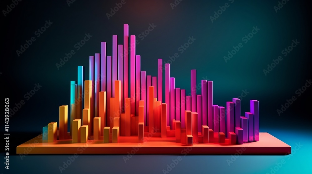 Poster vibrant 3d of a growing graph or chart symbolizing economic growth financial success and business de